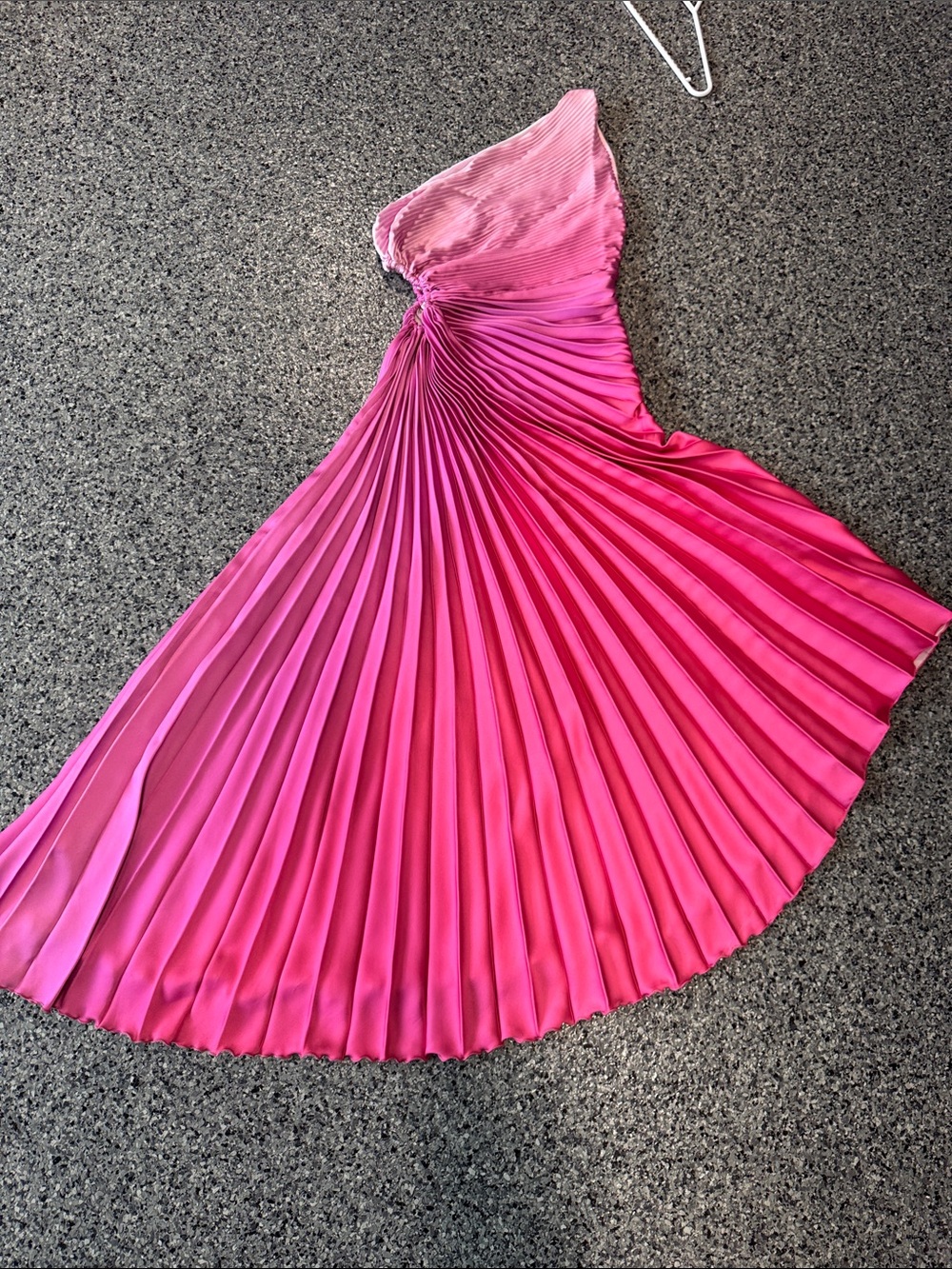 NEW - Mango One-Shoulder Pleated Ombre Dress in Pink